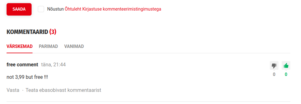 Commentaire publié avec succès sans payer l&rsquo;abonnement