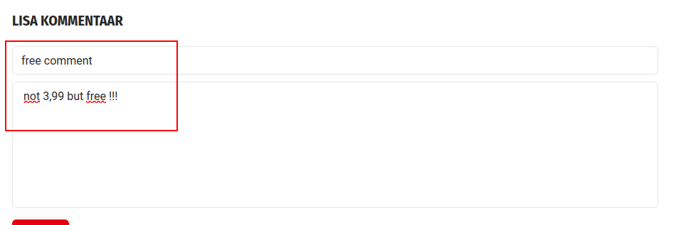 Commentaire saisi via la navigation clavier sans déclencher la pop-up